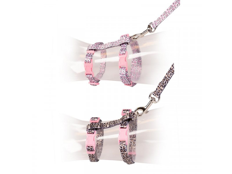 Kattsele med koppel Panther, Rosa Kattsele med koppel Panther, Rosa
