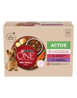 PURINA ONE Mini Active Mixpack med nötkött + anka - 10 x 85 g
