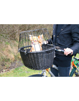 Cykelkorg front med galler - Svart