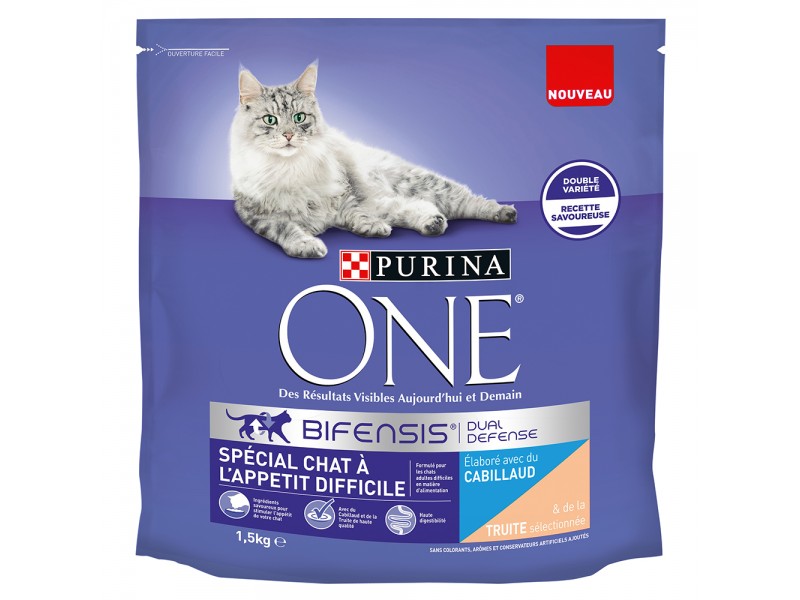 PURINA ONE Special för katter med kräsen aptit torsk, öring för katter - 2 x 1,5 kg