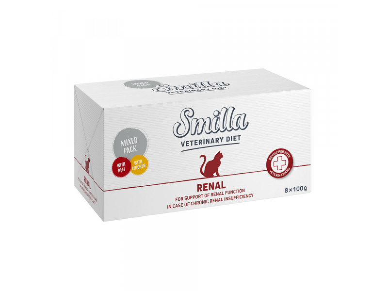 Ekonomipack: Smilla Veterinary Diet i mixpack 24 x 100 g  - Renal: kyckling + nötkött