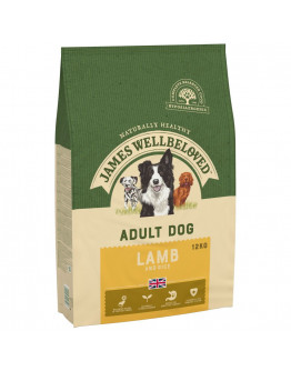 Ekonomipack: 2 x 10/12 kg James Wellbeloved hundfoder - Adult Lamb & Rice (2 x 12 kg)