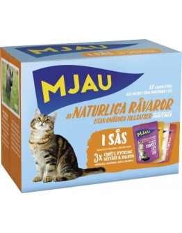 Mjau Kattfoder Bitar i sås med kött mix