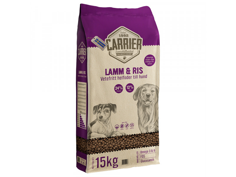 Carrier Lamm & ris hundfoder - Ekonomipack: 2 x 15 kg