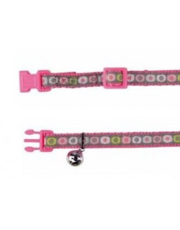 Katthalsband färgglatt med cirklar rosa