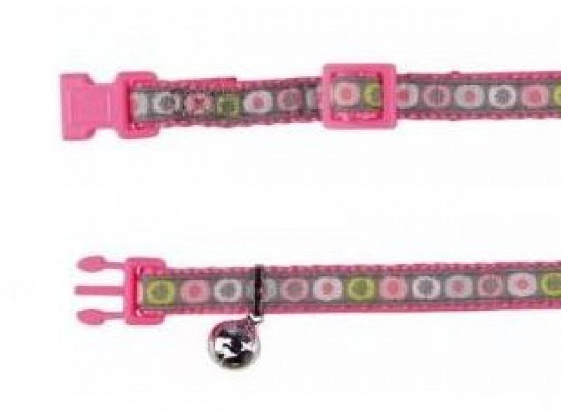 Katthalsband färgglatt med cirklar rosa