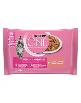 Purina ONE 4 x 85 g - Junior lax & morötter