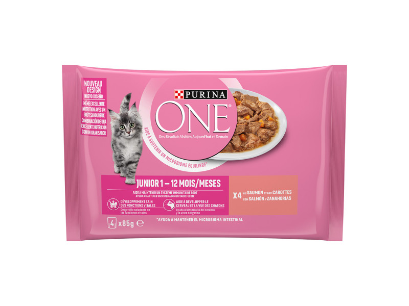 Purina ONE Junior Lax & morötter - 4 x 85 g Lax & morötter
