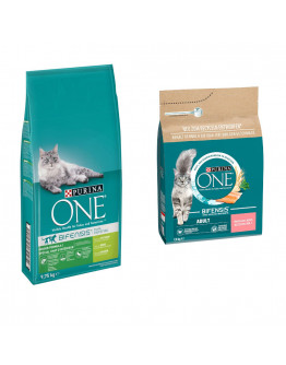 9,75 kg + 2,8 kg på köpet! 12,55 kg PURINA ONE - Indoor Formula (9,75 kg) + Adult lax & fullkorn (2,8 kg)