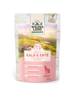 Ekonomipack: Wildes Land Cat 24 x 100 g - Kalv & anka med tranbär