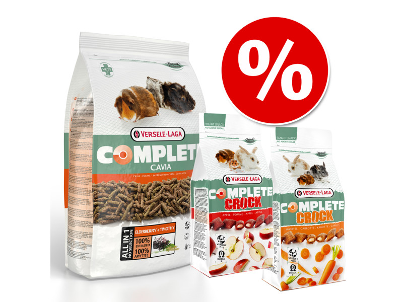 Sparset Cavia Complete + Crock Complete Morot & Äpple - 1,75 kg + 50 g Äpple & 50 g Morot