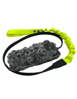 Hundleksak Fårskinn Liten Med Långt Handtag Med Expander - Neongul