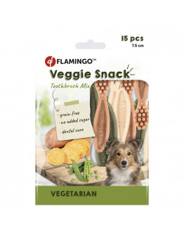 Flamingo Veggie tandborstmix - Ekonomipack: 2 x 120 g (30 bitar, 7,5 cm)