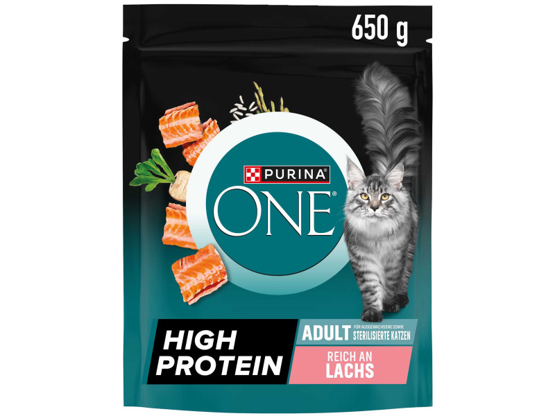 PURINA ONE High Protein med lax - Ekonomipack: 3 x 650 g