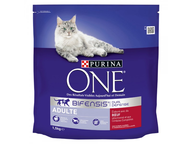 PURINA ONE Adult Nötkött & fullkorn för katter - 1,5 kg