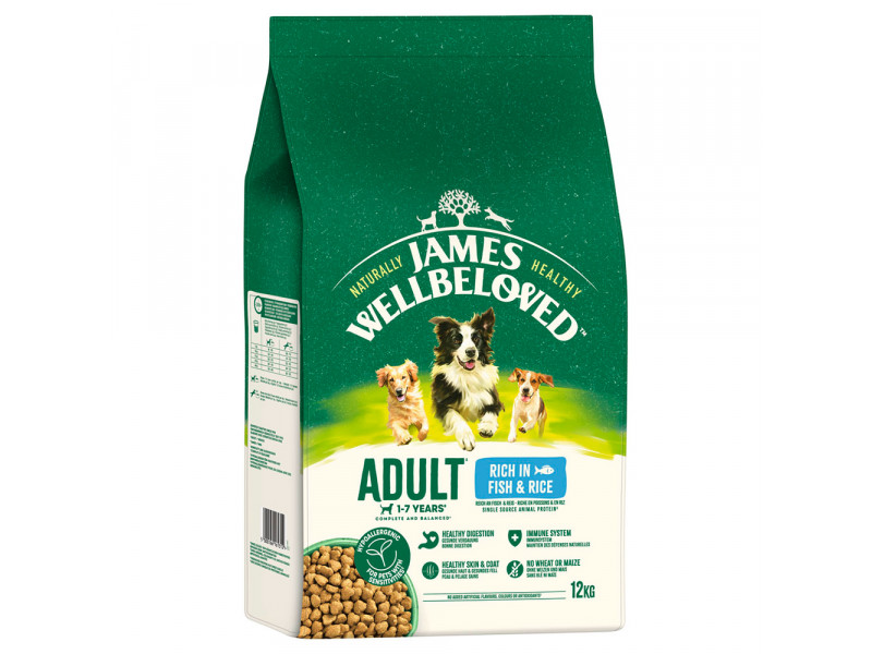 James Wellbeloved Hypoallergenic torrfoder till specialpris! - Adult Fish & Rice 12 kg