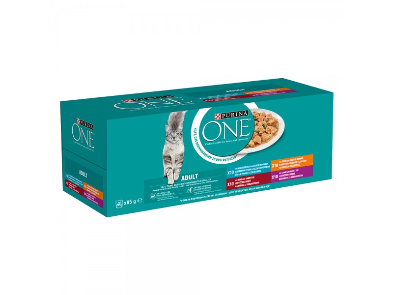 Blandad förpackning PURINA ONE Adult 40 x 85 g - Blandat urval