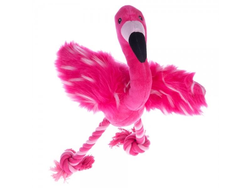 Flamingo med rep hundleksak - 1 st