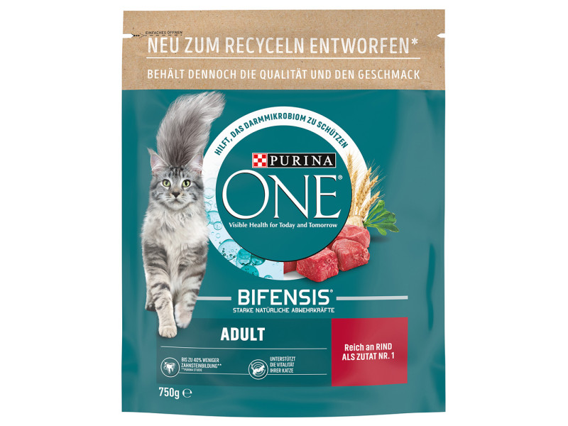 PURINA ONE kattfoder till specialpris!  - Adult nötkött & fullkorn (2 x 750 g)
