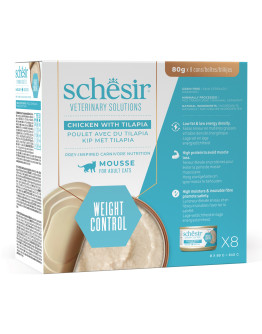 Ekonomipack: Schesir Veterinary Solutions Weight Control 24 x 80 g - Kyckling & tilapia