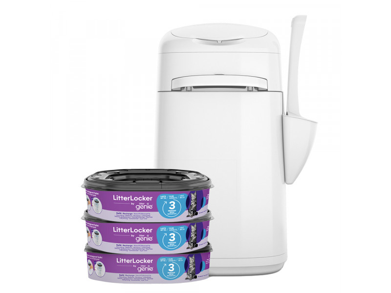 LitterLocker® by Litter Genie avfallsbehållare för kattsand - Sparset: LitterLocker® + påfyllnadskassetter