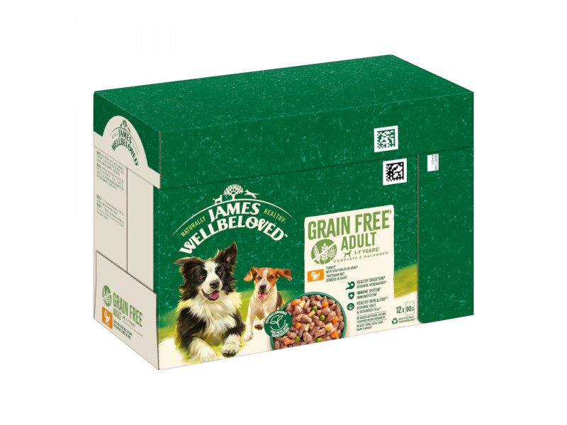 James Wellbeloved Hypoallergenic till specialpris! - 12 x 90 g Adult kalkon med grönsaker i sås