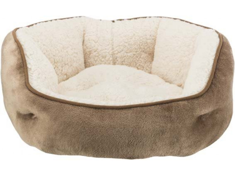 Kattbädd Cosma rund brun/beige