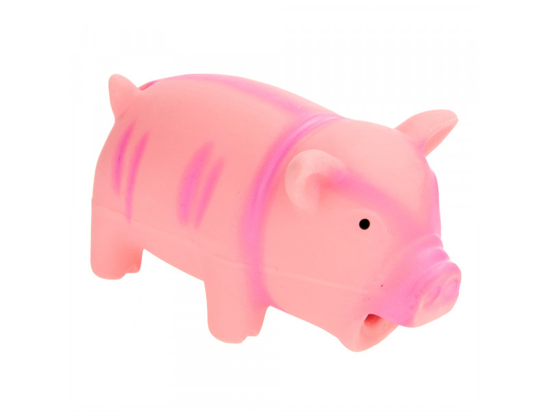 Latexgris hundleksak med originalljud - ca 15 cm, rosa