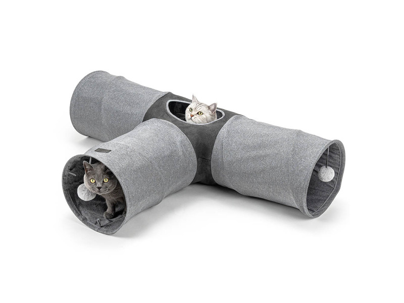 Lionto 3-vägs lektunnel för katter - L 30 x B 120 x H 80 cm