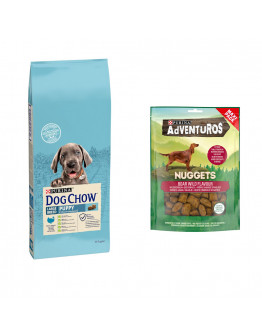 14 kg Purina Dog Chow + 90 g Adventuros NUGGETS på köpet! - Puppy Large Breed Turkey