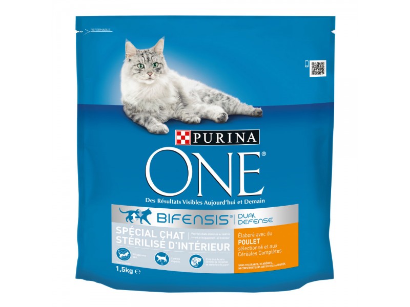 PURINA ONE Indoor Steriliserad Katt Kyckling, fullkorn - 4 x 1,5 kg