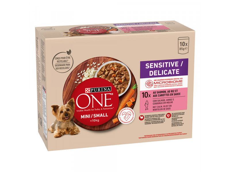 PURINA ONE Mini Sensitive-Delicate med lax - 10 x 85 g