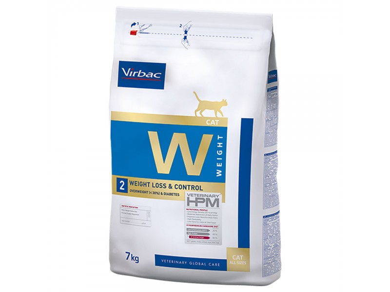 Virbac Veterinary HPM Cat Weight Loss & Control W2 - Ekonomipack: 2 x 7 kg