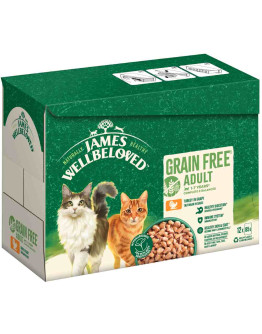 James Wellbeloved Grain Free Hypoallergenic Adult Cat med kalkon - Ekonomipack: 48 x 85 g