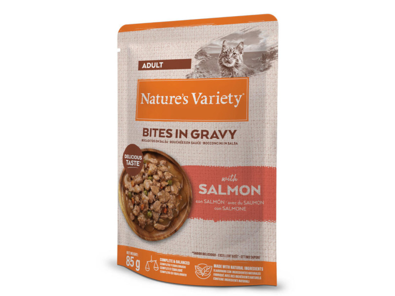 2 x Nature's Variety till ett specialpris! - Bites in Sauce Adult med lax (2 x 22 x 85 g)
