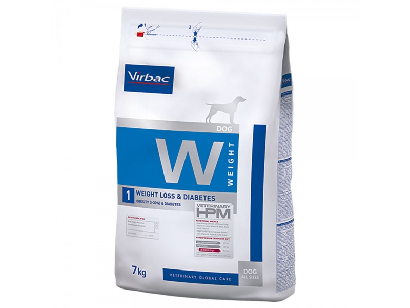 Virbac Veterinary HPM Dog Weight Loss & Diabetes W1 - Ekonomipack: 2 x 7 kg