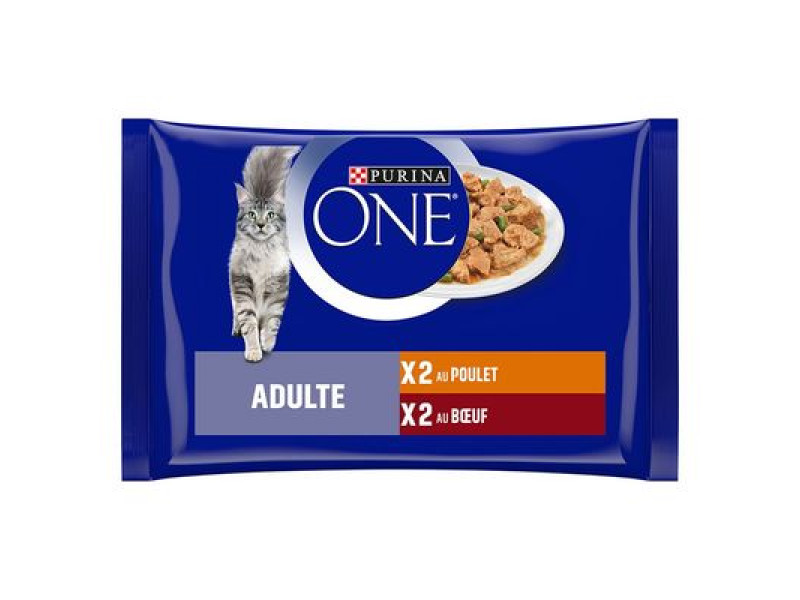 PURINA ONE 4 x 85 g - Kyckling höna och nöt