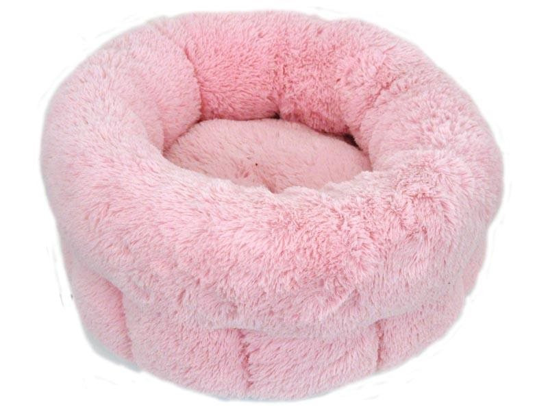 Kattbädd Rosa plysch Rund