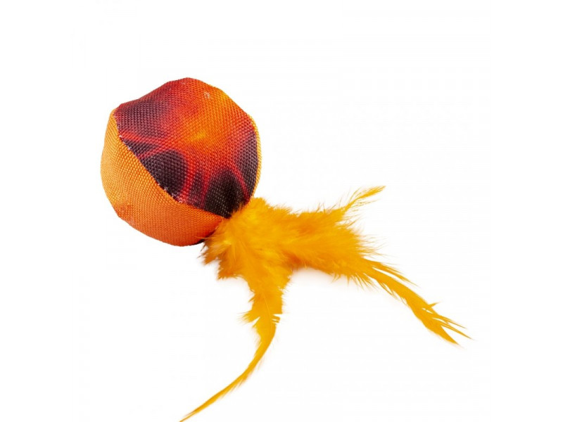 Kattleksak Flash Boll med Fjäder Orange