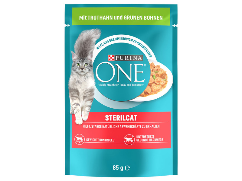 PURINA ONE  52 x 85 g våtfoder till ett specialpris! - SterilCat kalkon & gröna bönor
