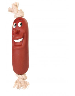 Hundleksak Korv på rep 11 cm