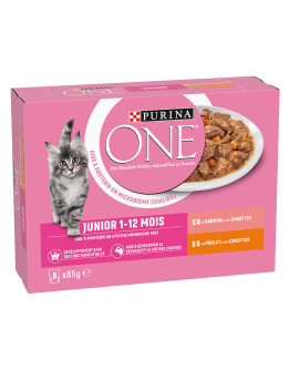 24 + 8 på köpet! 32 x 85 g PURINA ONE  - Junior: kyckling & lax