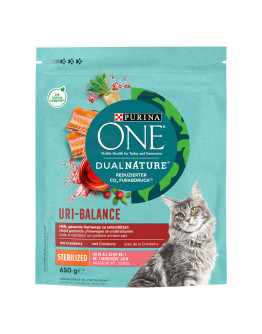 PURINA ONE kattfoder till specialpris!  - Dual Nature Sterilized lax & tranbär (2 x 650 g)