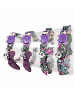 Katthalsband Rosett Retro Flowers, blommig