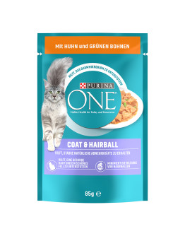PURINA ONE  52 x 85 g våtfoder till ett specialpris! - Coat & Hairball kyckling & gröna bönor