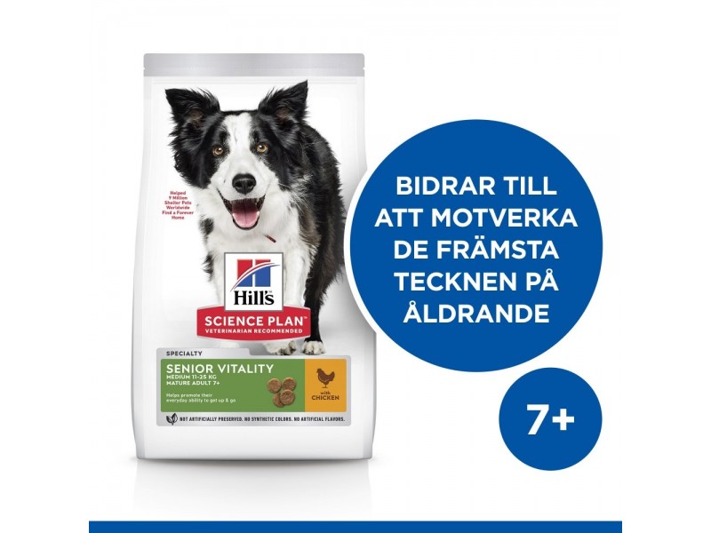 Senior Vitality Medium Mature Adult 7+ hundfoder med kyckling & ris - 14 kg