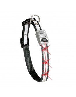 Hundhalsband Nylon Reflex & LED - Svart - 25 mm - 45-65 cm, 25 mm - 45-65 cm