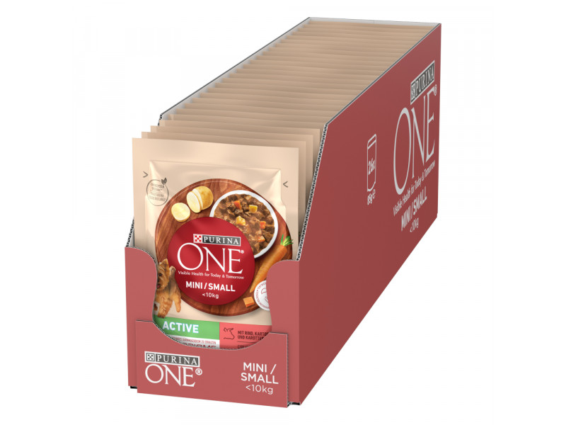 PURINA ONE Mini Active med nötkött & morötter - 26 x 85 g