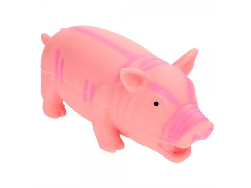 Latexgris hundleksak med originalljud - ca 23 cm, rosa