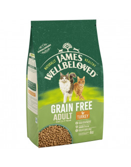 Ekonomipack: 2 x James Wellbeloved kattfoder till lågpris! - Adult Grainfree Turkey (2 x 4 kg)